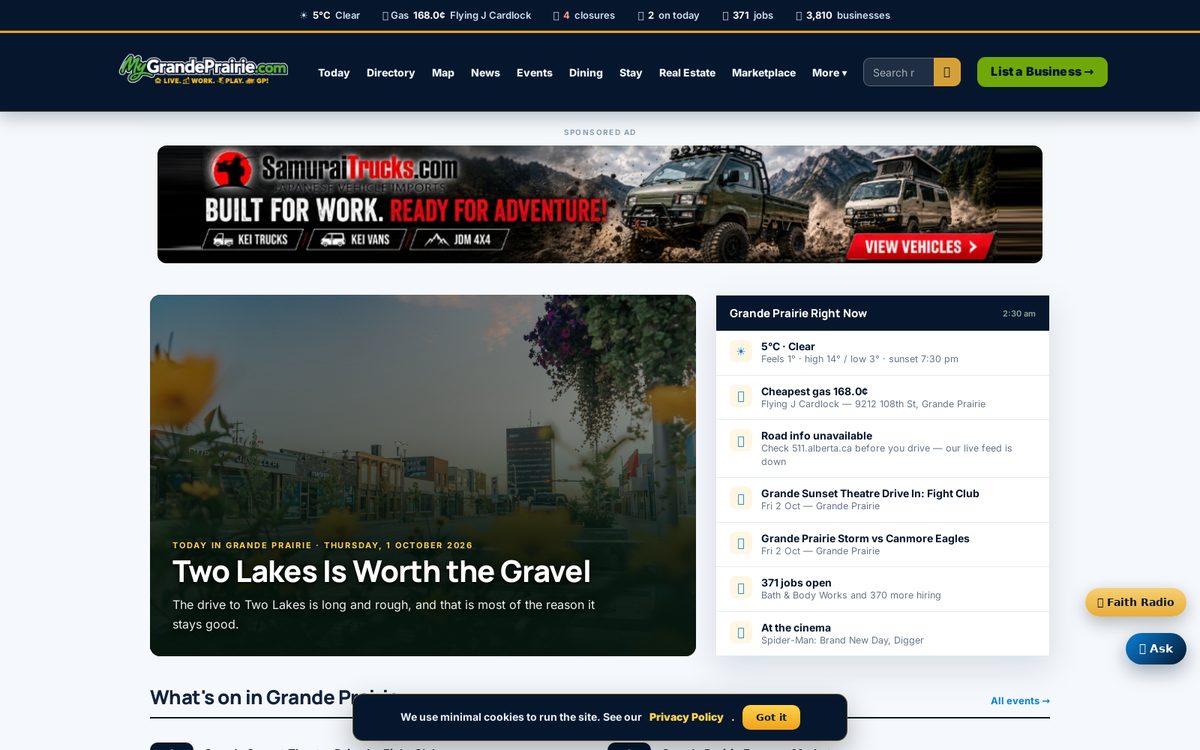 MyGrandePrairie.com local directory screenshot